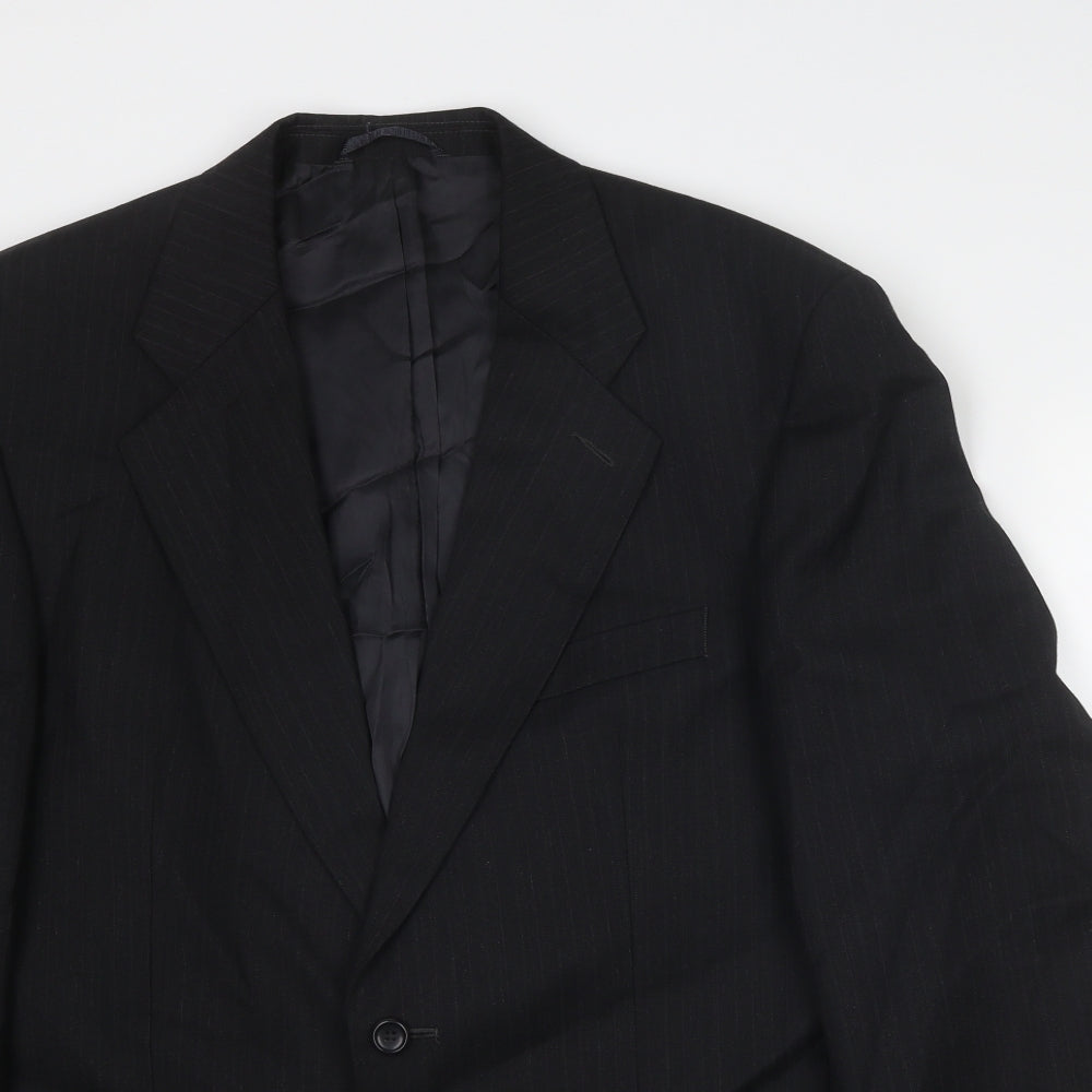 Mann Aspects Mens Black Striped Wool Jacket Suit Jacket Size 42 Regular