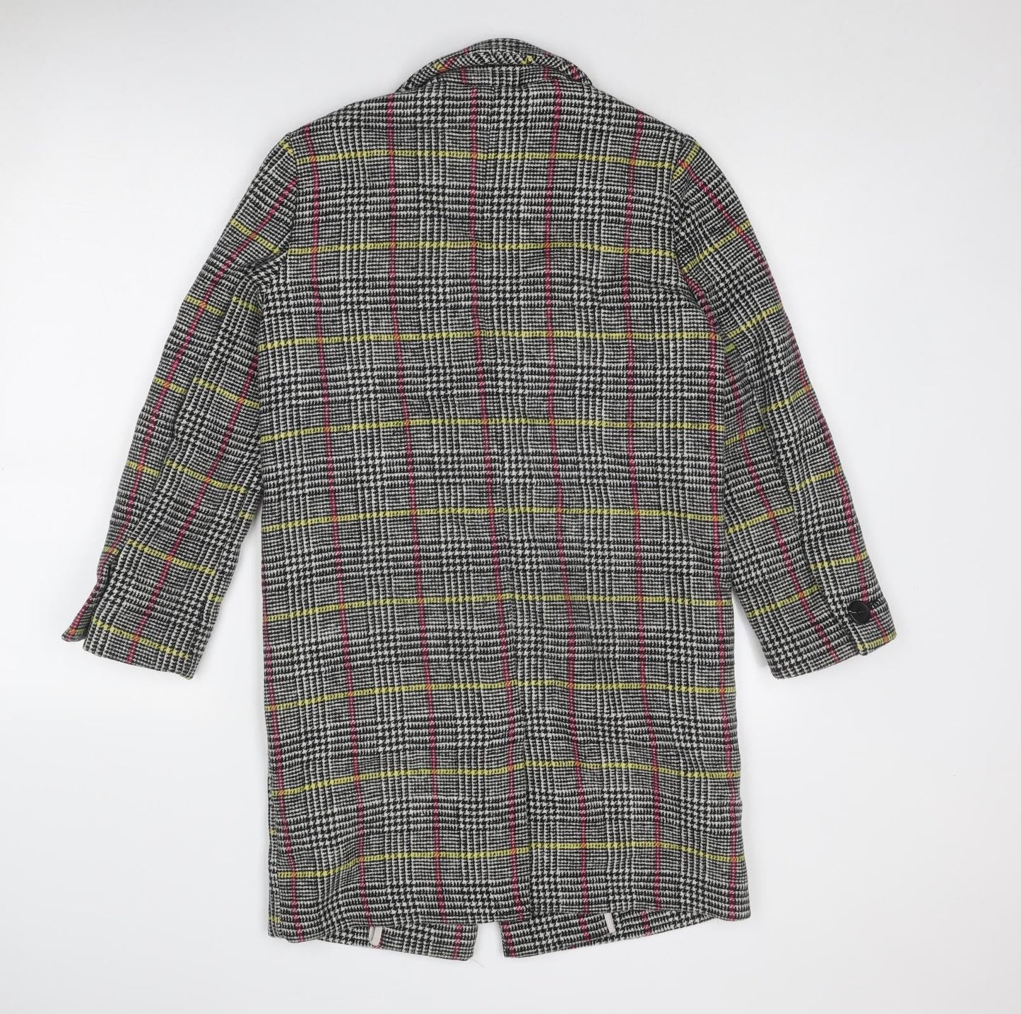 Topshop Womens Multicoloured Geometric Overcoat Coat Size 6 Button
