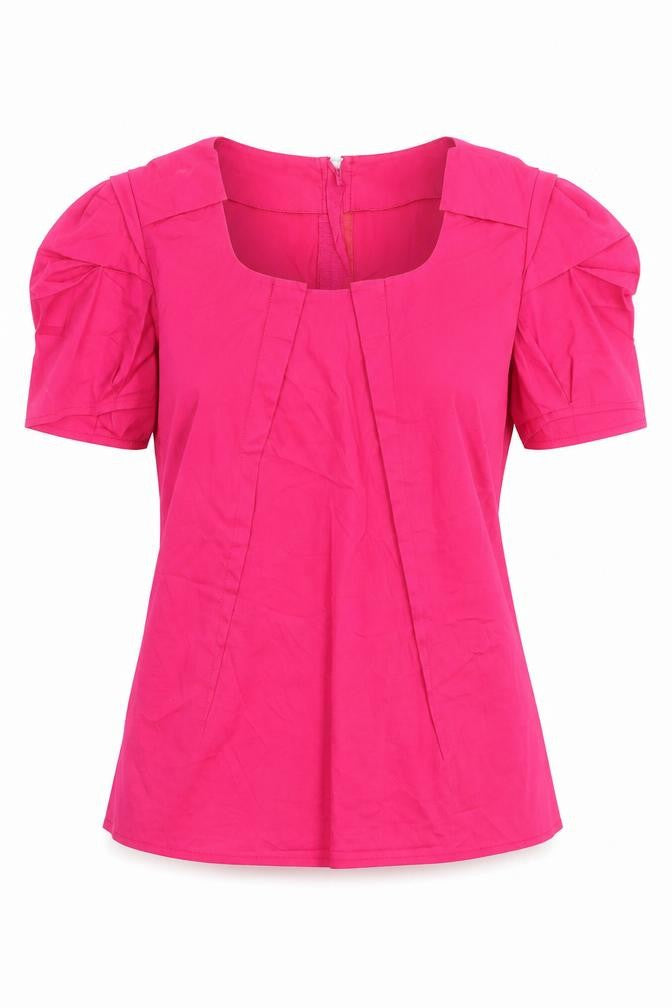 Oasis Womens Pink Cotton Basic Blouse Size 8 Round Neck