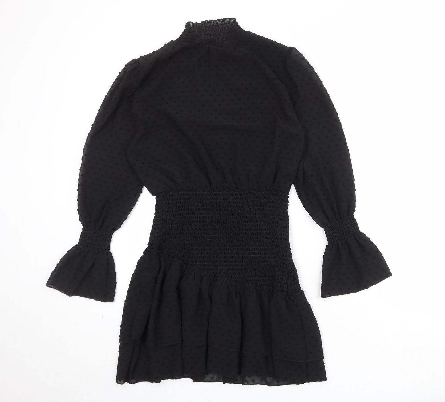 NLW Womens Black Polka Dot Polyester Bodycon Size L Round Neck Pullover