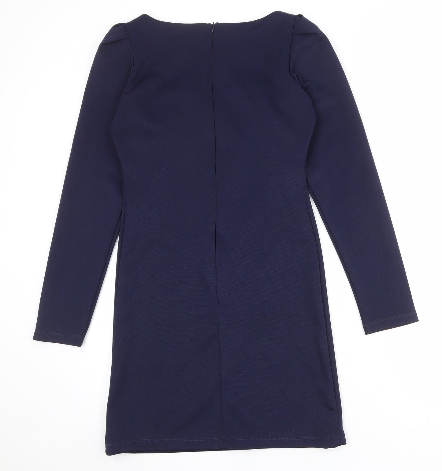 River Island Womens Blue Polyester A-Line Size 10 Round Neck Zip