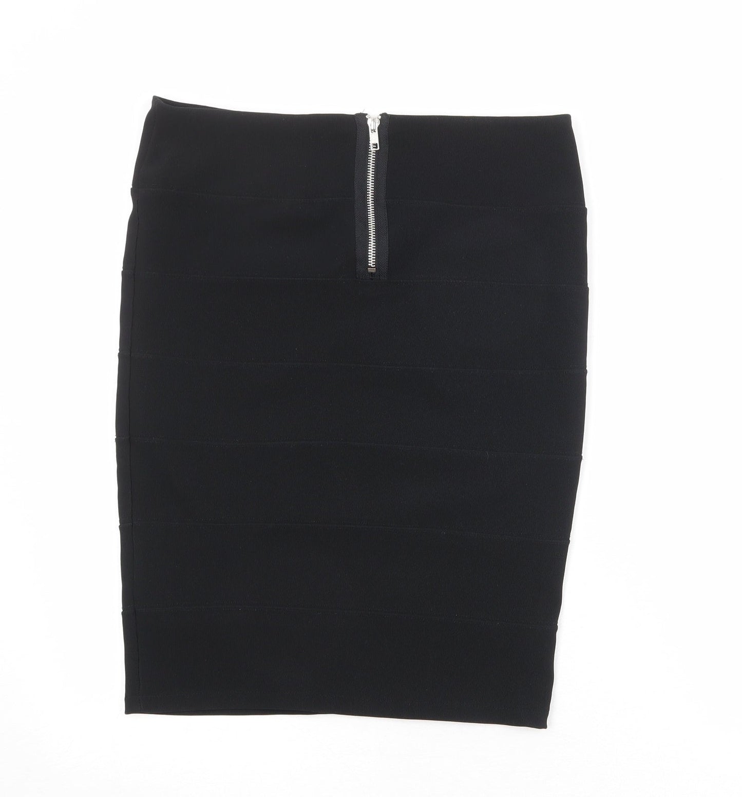 Topshop Womens Black Polyester Straight & Pencil Skirt Size 12 Zip