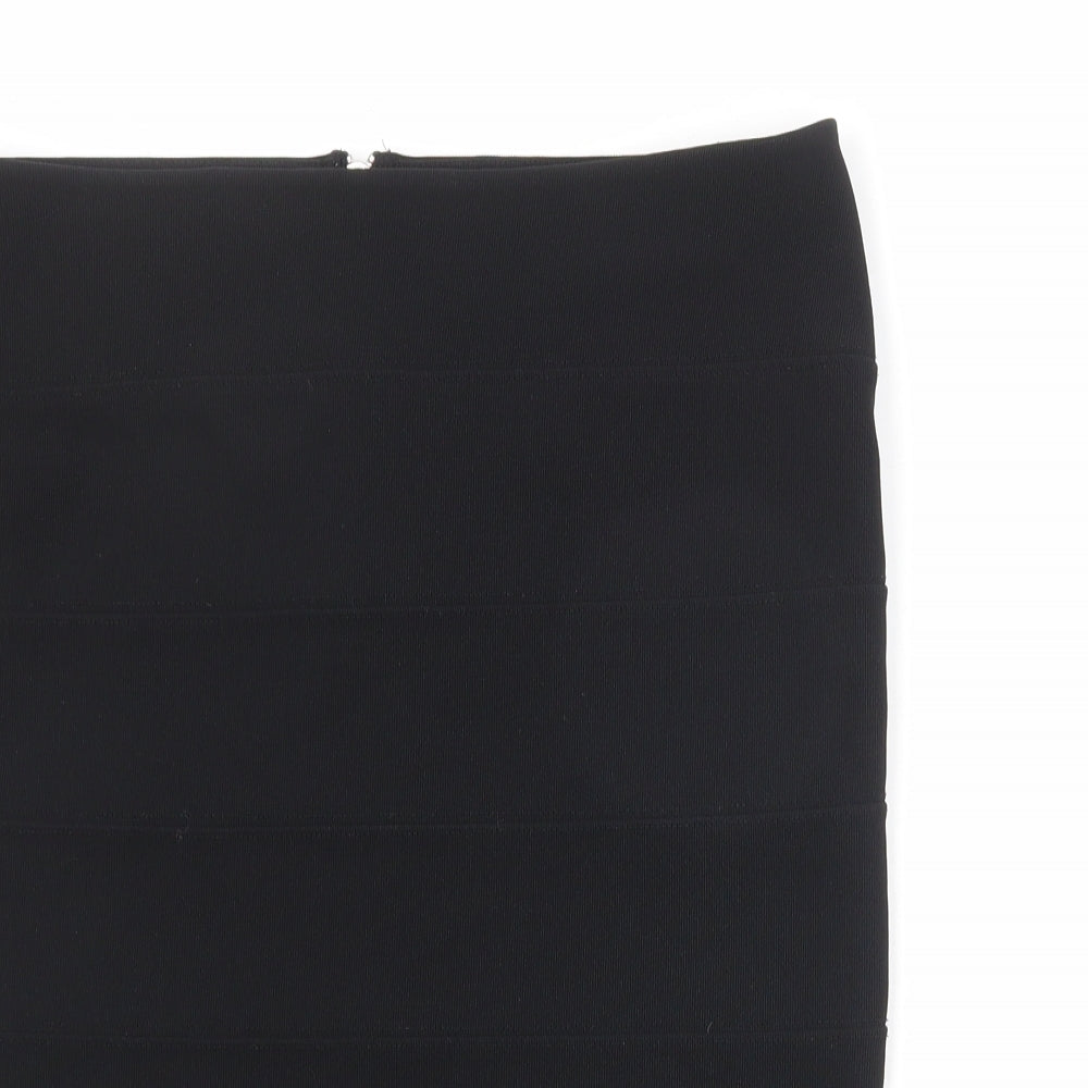 Topshop Womens Black Polyester Straight & Pencil Skirt Size 12 Zip