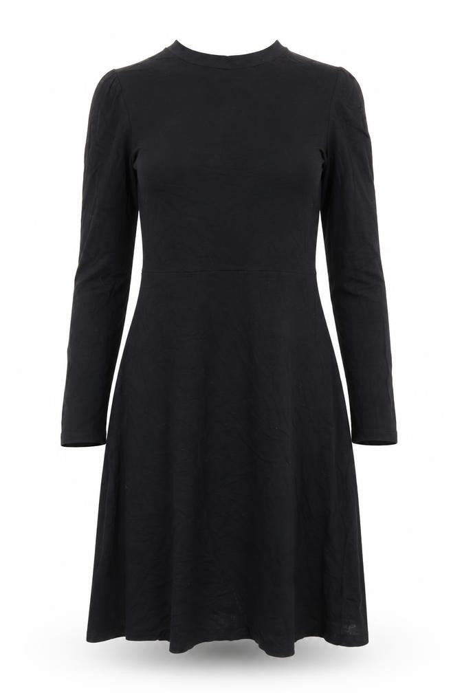 Marks and Spencer Womens Black Viscose Trapeze & Swing Size 8 Round Neck Button