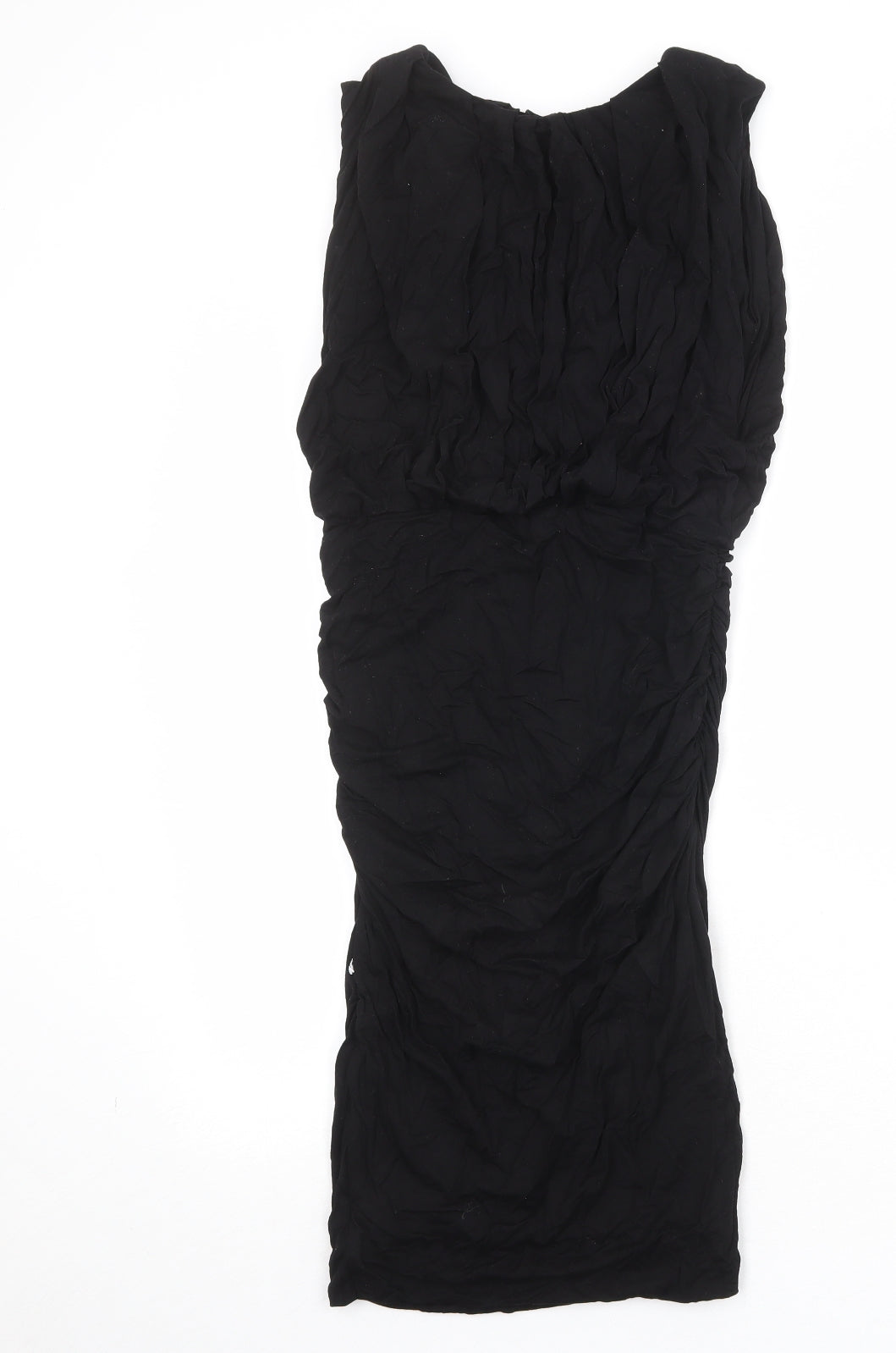 Jersey Womens Black Viscose Bodycon Size 10 Round Neck Pullover