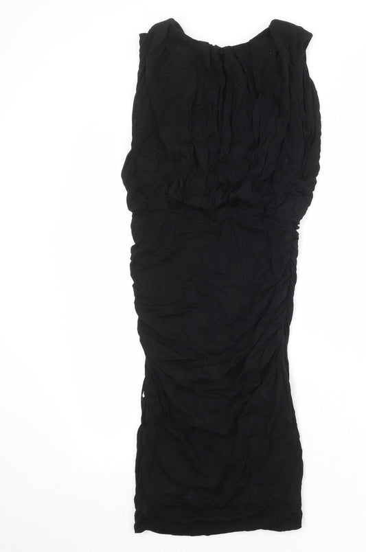 Jersey Womens Black Viscose Bodycon Size 10 Round Neck Pullover