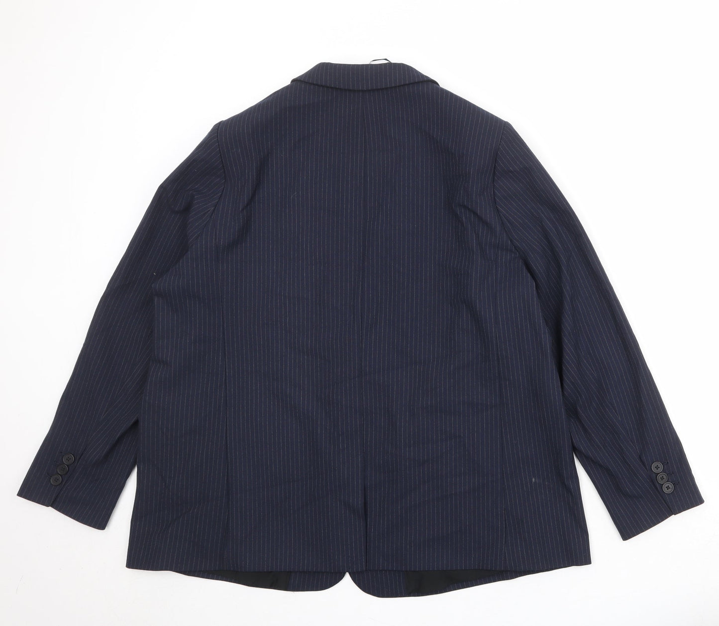 Marks and Spencer Womens Blue Striped Polyester Jacket Suit Jacket Size 20