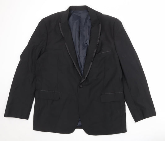 French Connection Mens Black Polyester Jacket Suit Jacket Size 44 Regular - Satin Trim