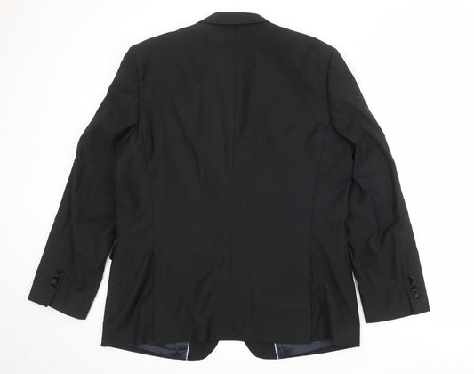 French Connection Mens Black Polyester Jacket Suit Jacket Size 44 Regular - Satin Trim