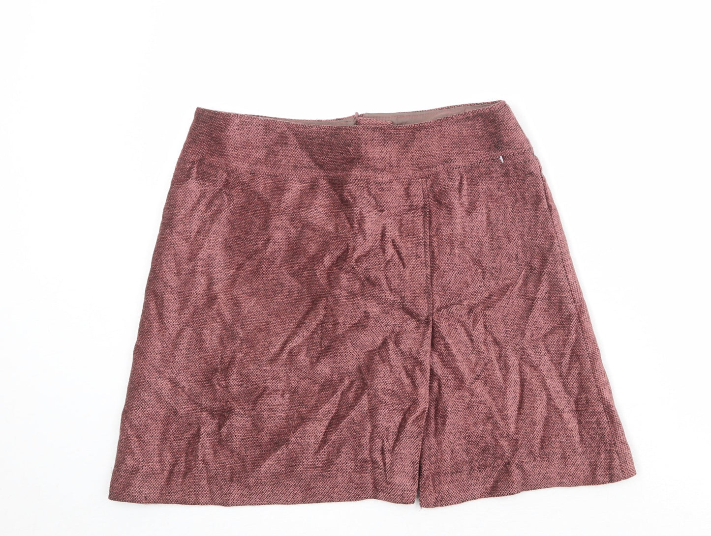 St Michael Womens Pink Wool A-Line Skirt Size 12 Zip
