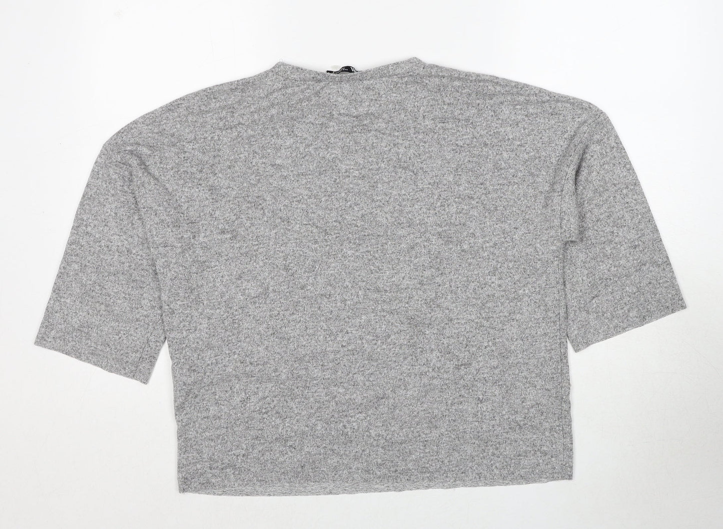 Zara Womens Grey Round Neck Viscose Pullover Jumper Size S