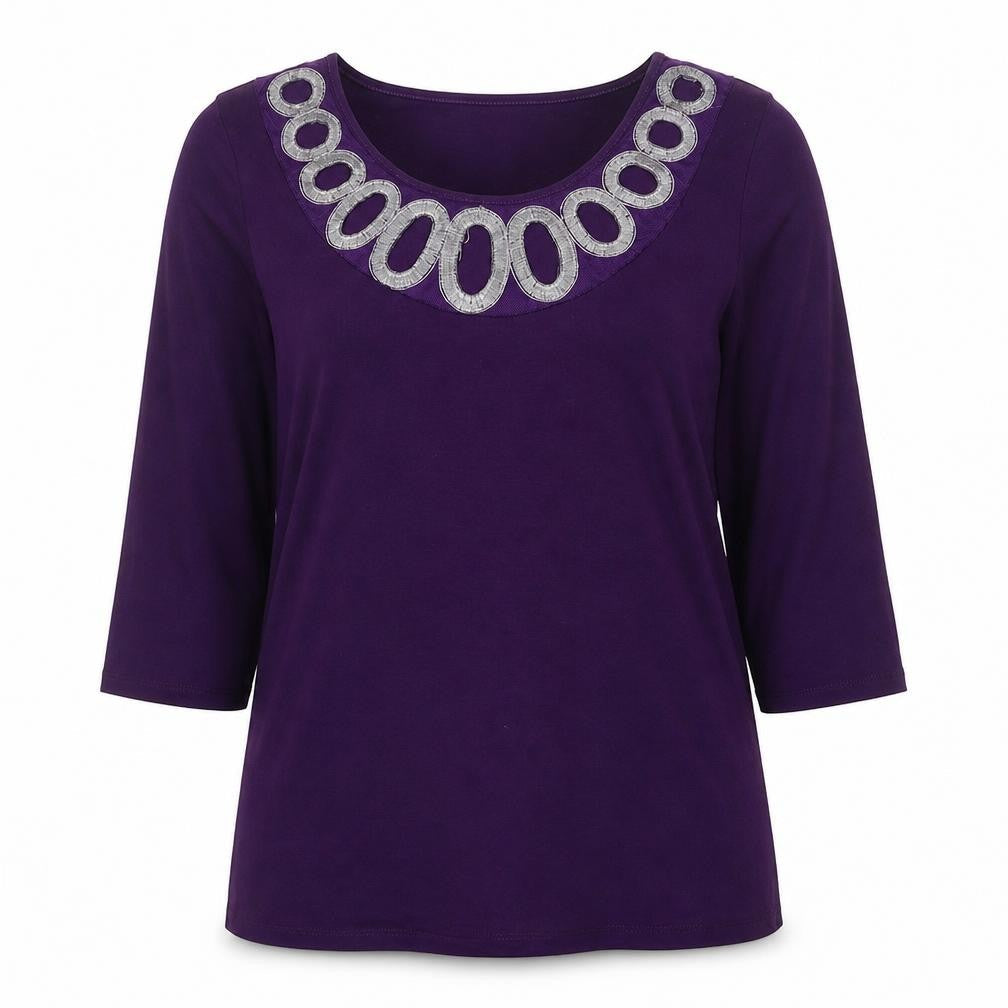 Womens UK Size 14 Two Tone Purple Viscose Blouse