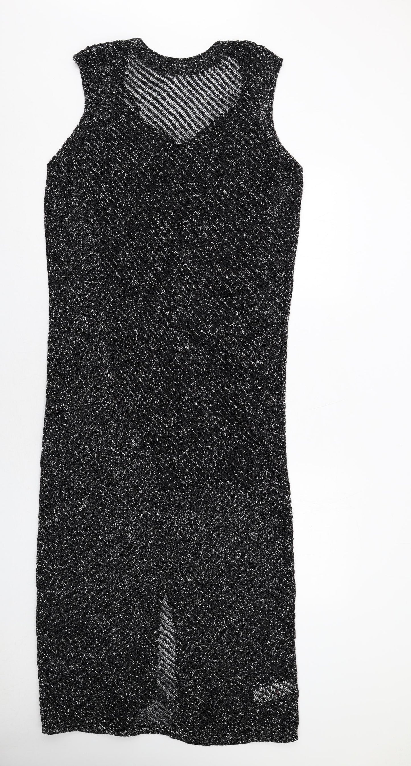Marks and Spencer Womens Black Cotton A-Line Size M Round Neck Pullover