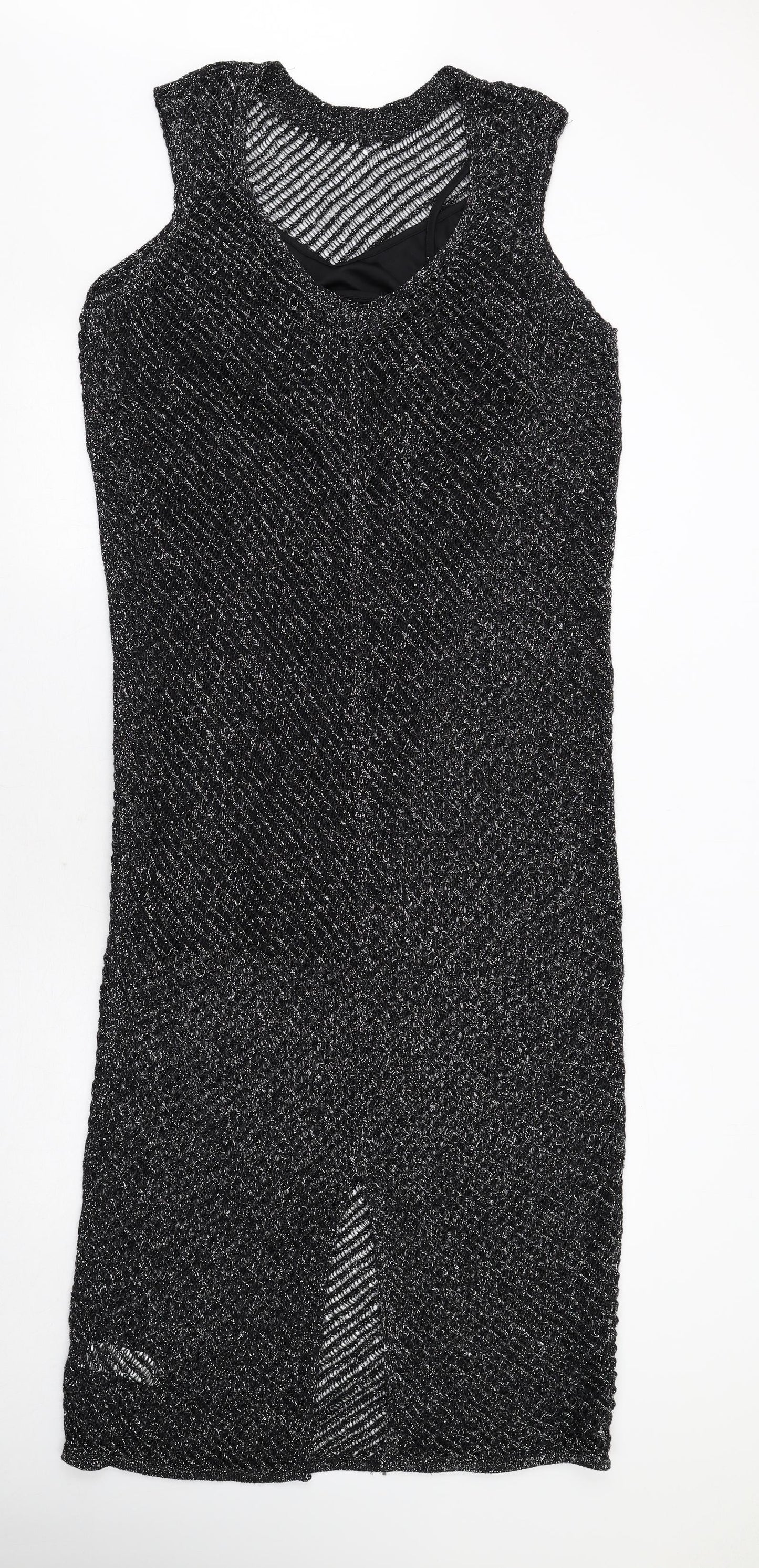 Marks and Spencer Womens Black Cotton A-Line Size M Round Neck Pullover