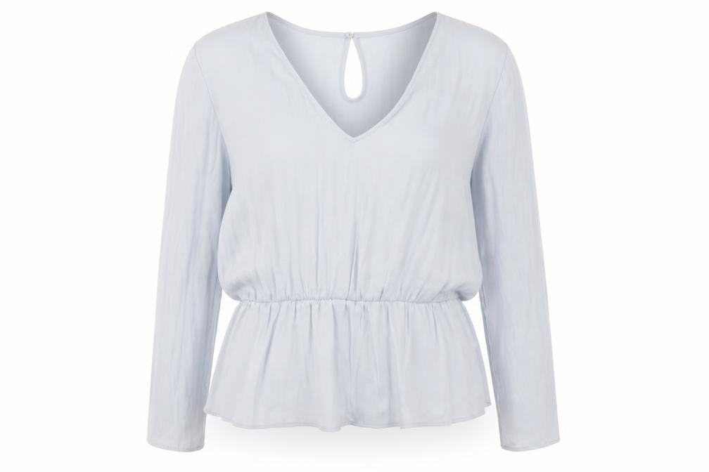 Marks and Spencer Womens Grey Polyester Basic Blouse Size 20 V-Neck