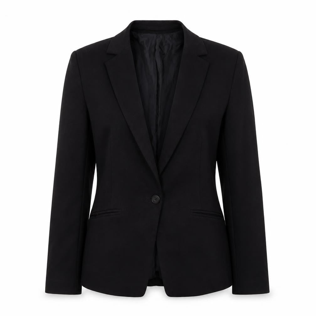 H&M Womens Black Polyester Jacket Suit Jacket Size 8