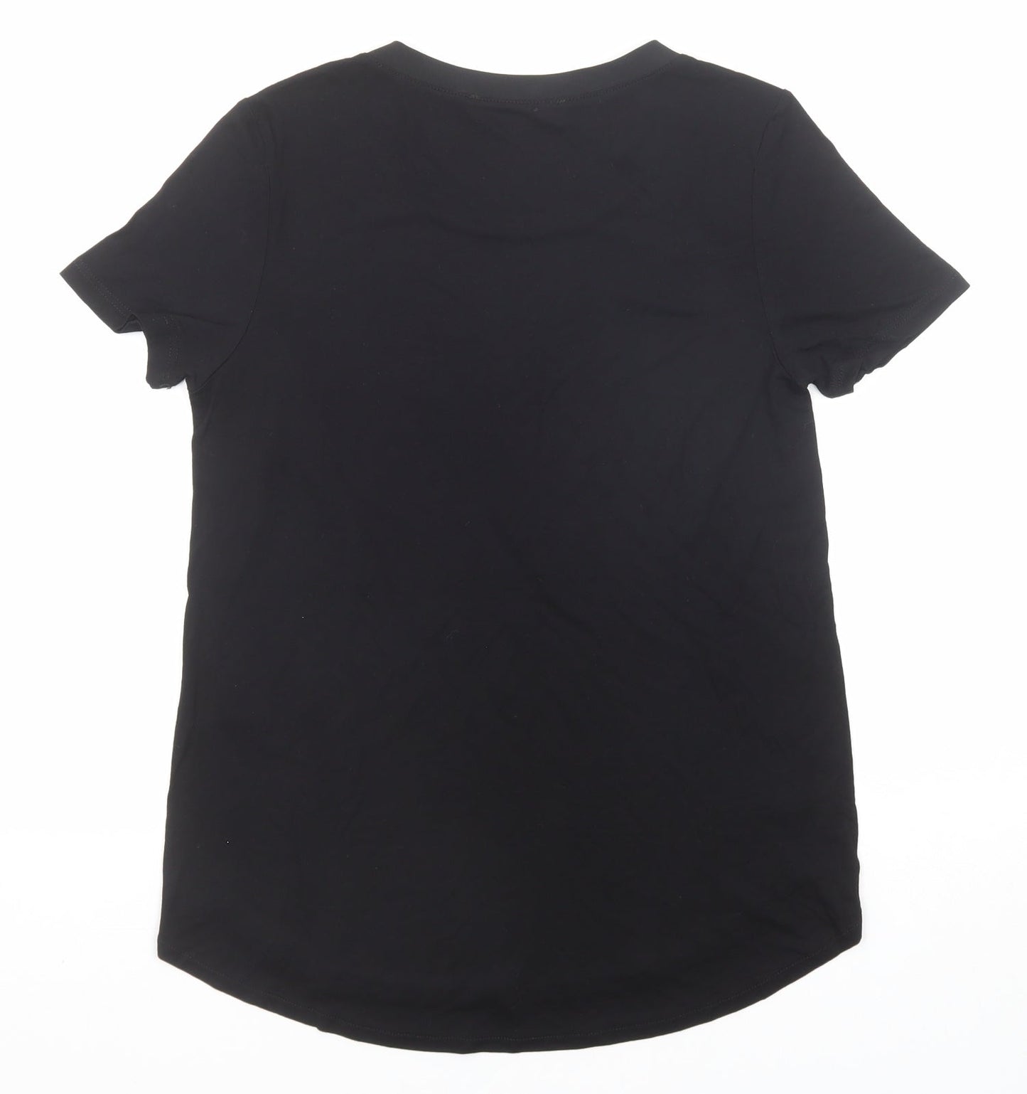 Oasis Womens Black Viscose Basic T-Shirt Size XS Round Neck