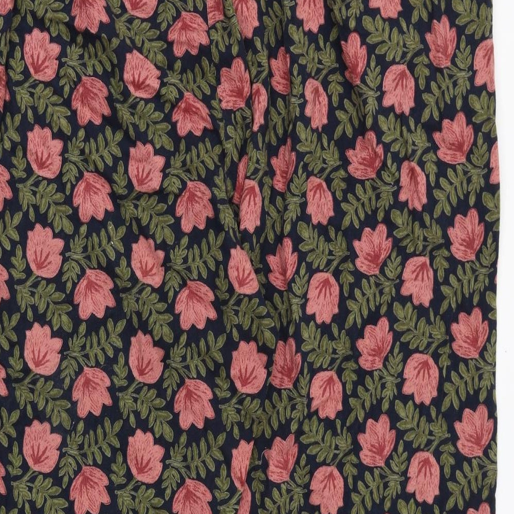 Seasalt Womens Multicoloured Floral Cotton Trousers Size 26 Regular Drawstring