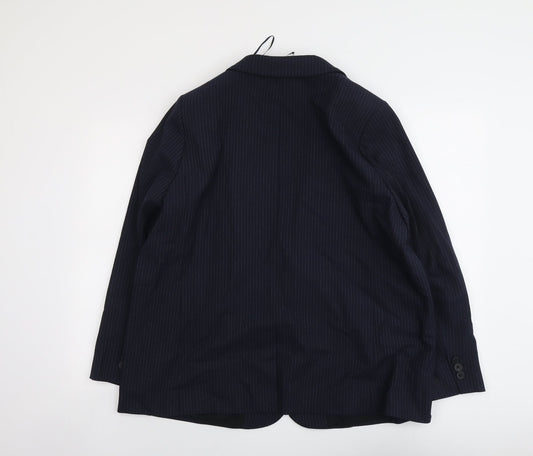 Marks and Spencer Womens Blue Pinstripe Polyester Jacket Suit Jacket Size 20