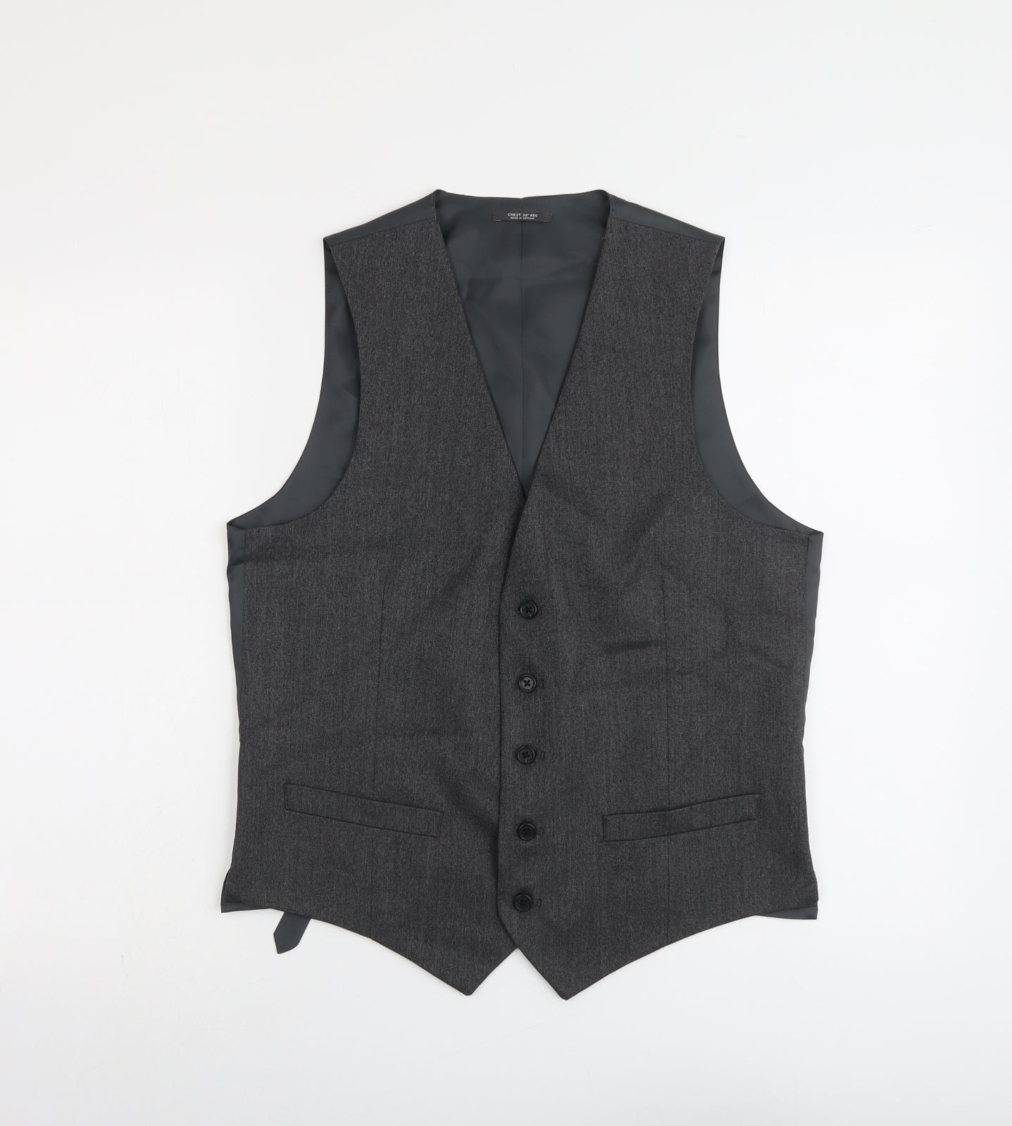 Marks and Spencer Mens Grey Polyester Jacket Suit Waistcoat Size 38 Regular