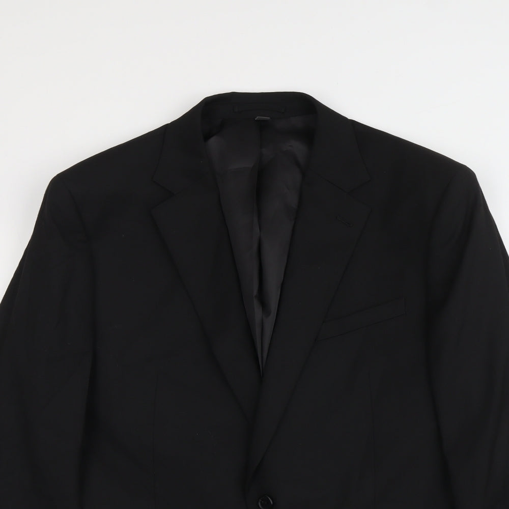 Marks and Spencer Mens Black Polyester Jacket Suit Jacket Size 42 Regular
