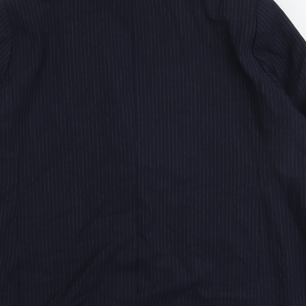 Marks and Spencer Womens Blue Pinstripe Polyester Jacket Suit Jacket Size 20