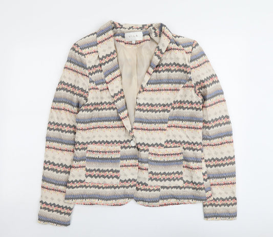 VILA Womens Multicoloured Geometric Viscose Jacket Blazer Size XL