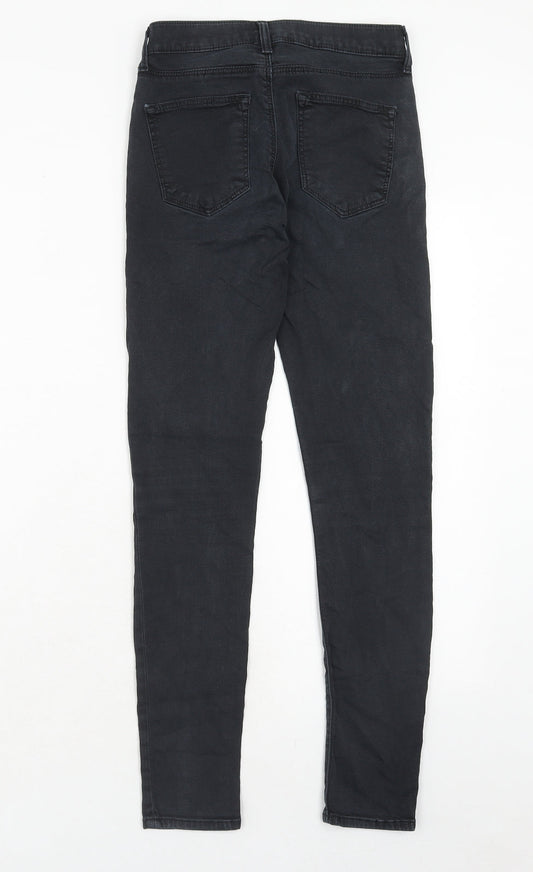 Topshop Womens Black Cotton Skinny Jeans Size 25 in L32 in Regular Zip