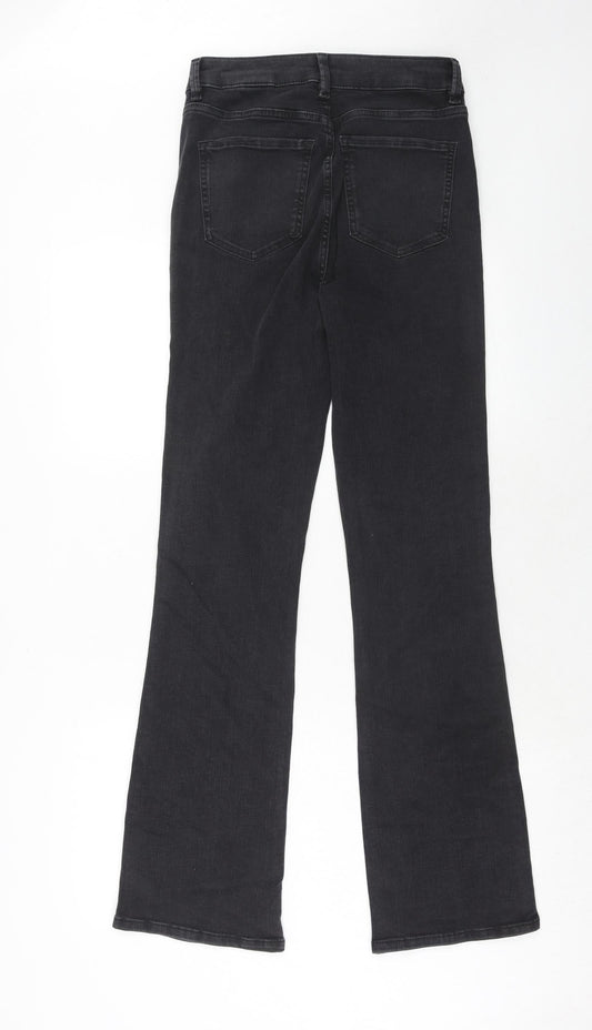 Marks and Spencer Womens Black Cotton Straight Jeans Size 8 Regular Zip