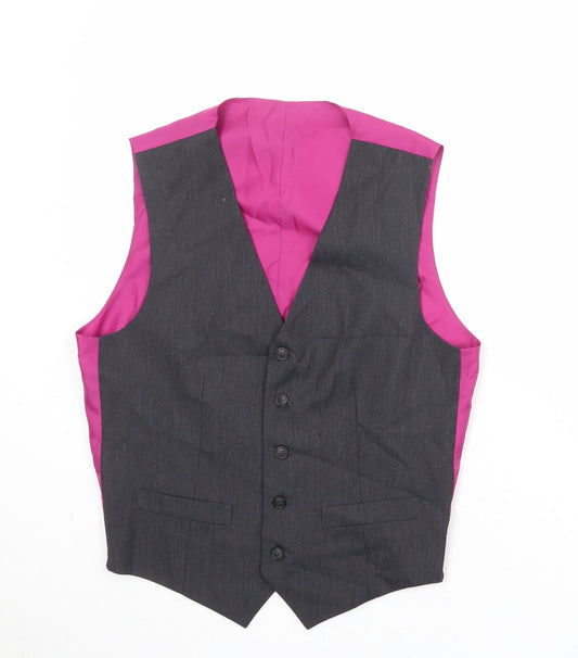 Marks and Spencer Mens Grey Polyester Jacket Suit Waistcoat Size 38 Regular