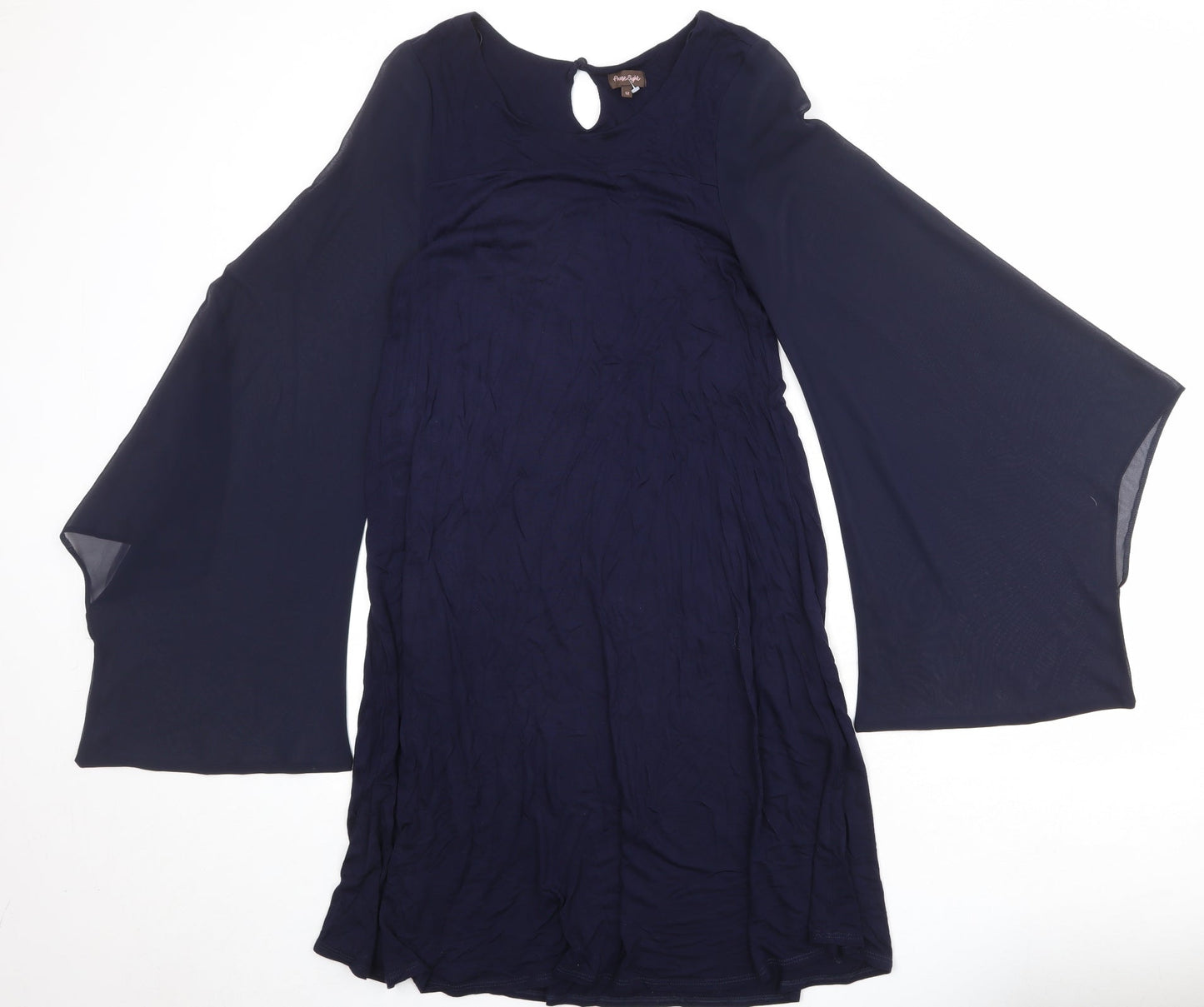 Phase Eight Womens Blue Viscose A-Line Size 12 Round Neck Button - Bat Wing Sleeve