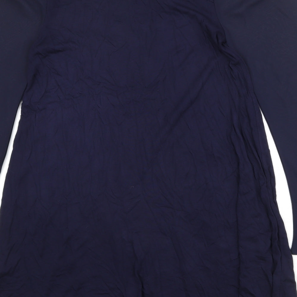 Phase Eight Womens Blue Viscose A-Line Size 12 Round Neck Button - Bat Wing Sleeve