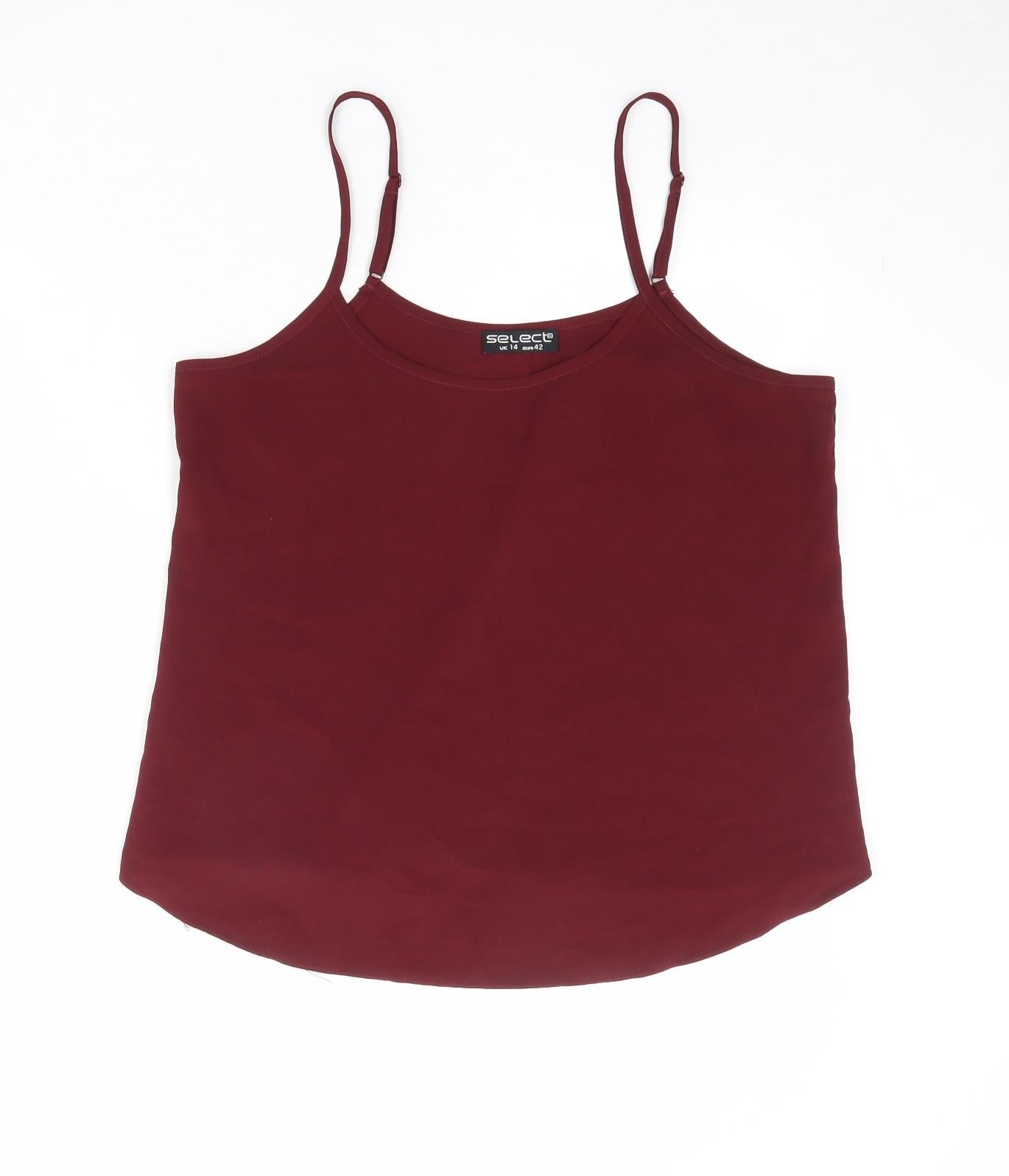 Select Womens Red Polyester Basic Tank Size 14 Round Neck