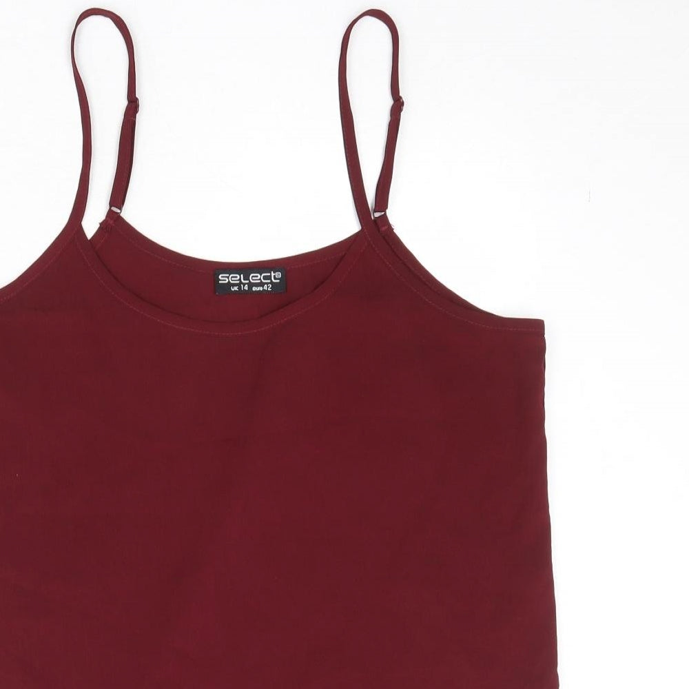 Select Womens Red Polyester Basic Tank Size 14 Round Neck