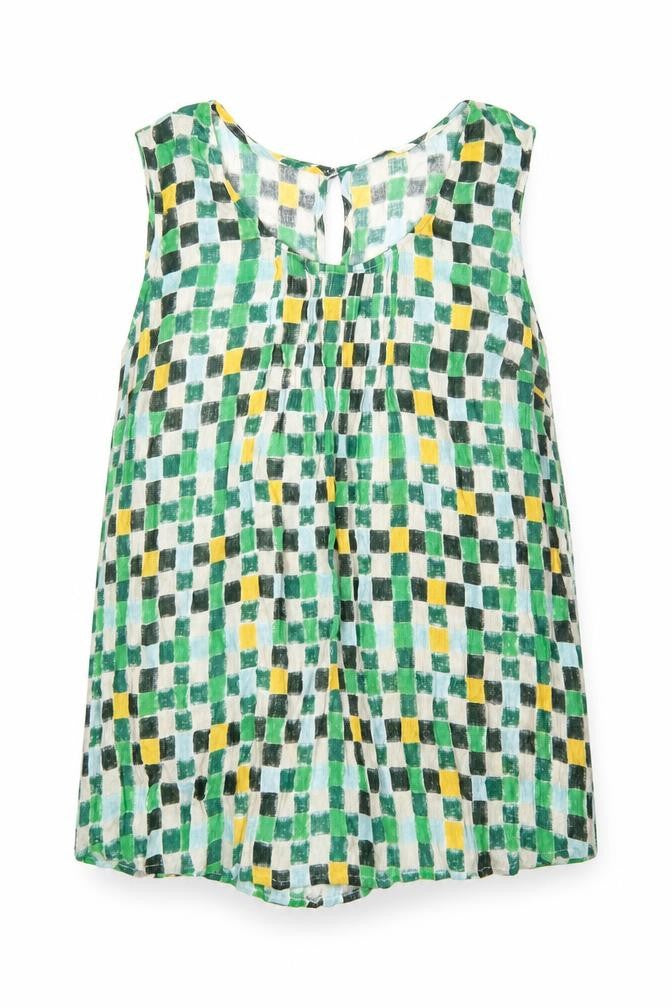 Nomads Womens Multicoloured Geometric Polyester Basic Tank Size 14 Round Neck