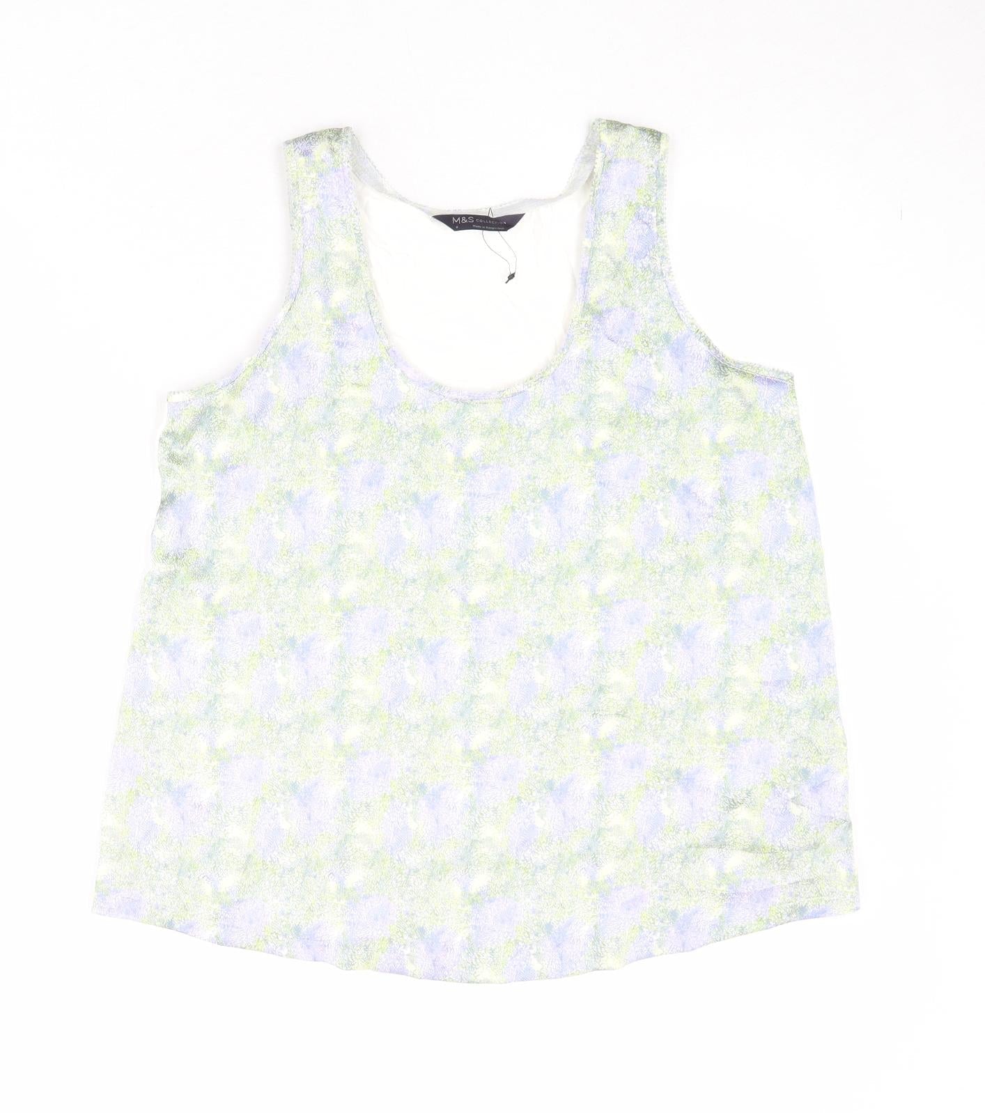 Marks and Spencer Womens Multicoloured Geometric Polyester Basic Tank Size 8 Round Neck