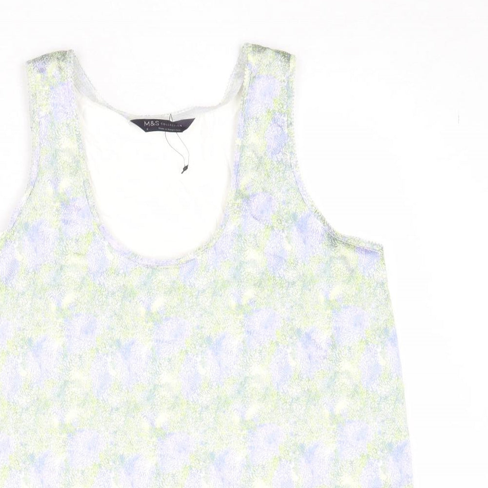 Marks and Spencer Womens Multicoloured Geometric Polyester Basic Tank Size 8 Round Neck