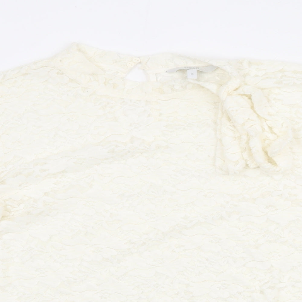 NEXT Womens Ivory Nylon Basic Blouse Size 16 Mock Neck - Flute Sleeve