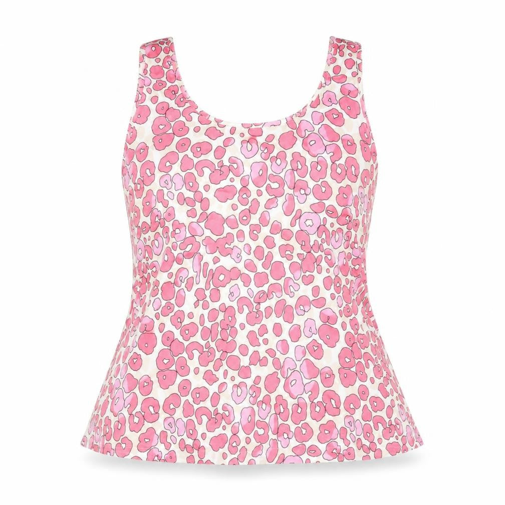 Marks and Spencer Womens Pink Animal Print Polyester Basic Tank Size 8 Scoop Neck