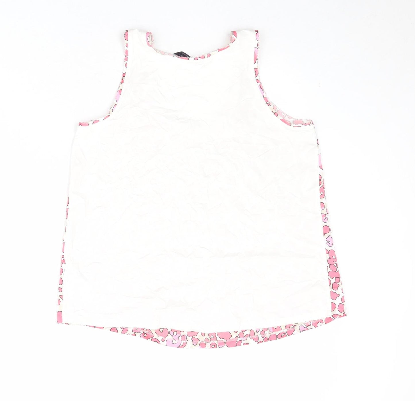 Marks and Spencer Womens Pink Animal Print Polyester Basic Tank Size 8 Scoop Neck