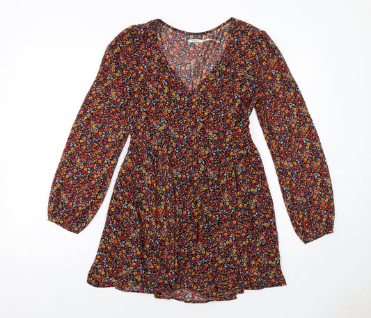 Kimchi Blue Womens Multicoloured Floral Polyester A-Line Size XS V-Neck Zip