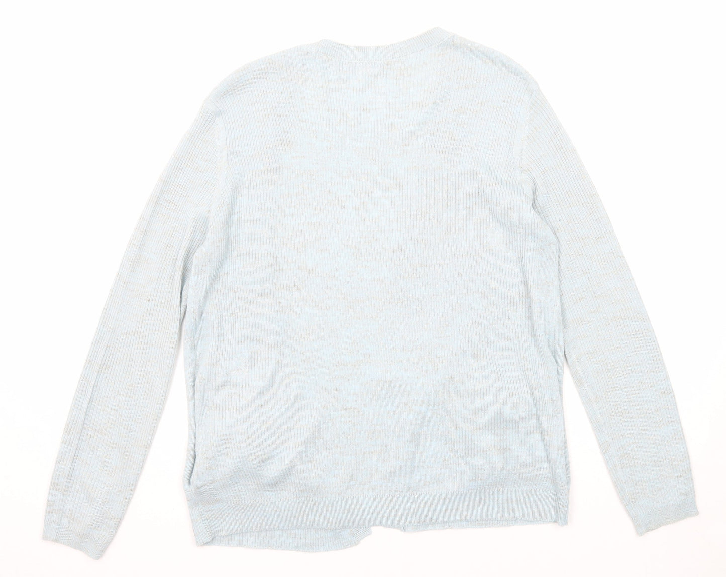Marks and Spencer Womens Blue V-Neck Acrylic Cardigan Jumper Size M