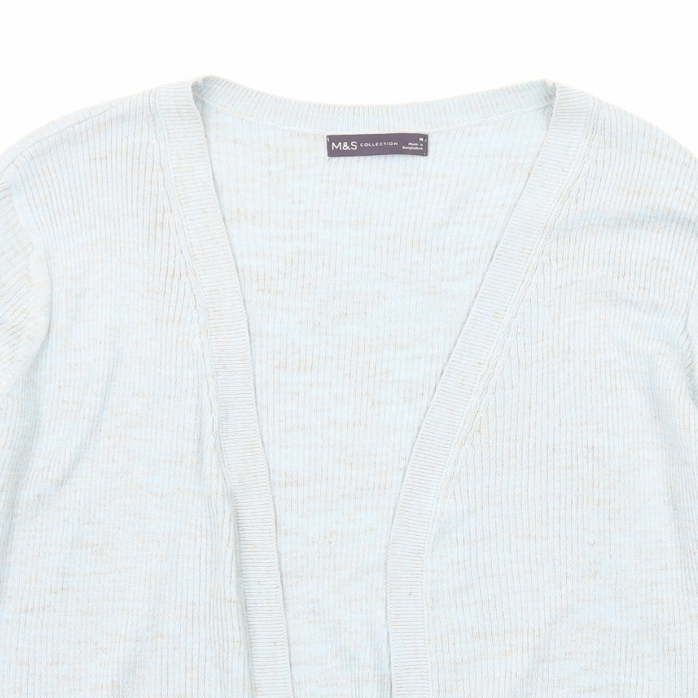Marks and Spencer Womens Blue V-Neck Acrylic Cardigan Jumper Size M