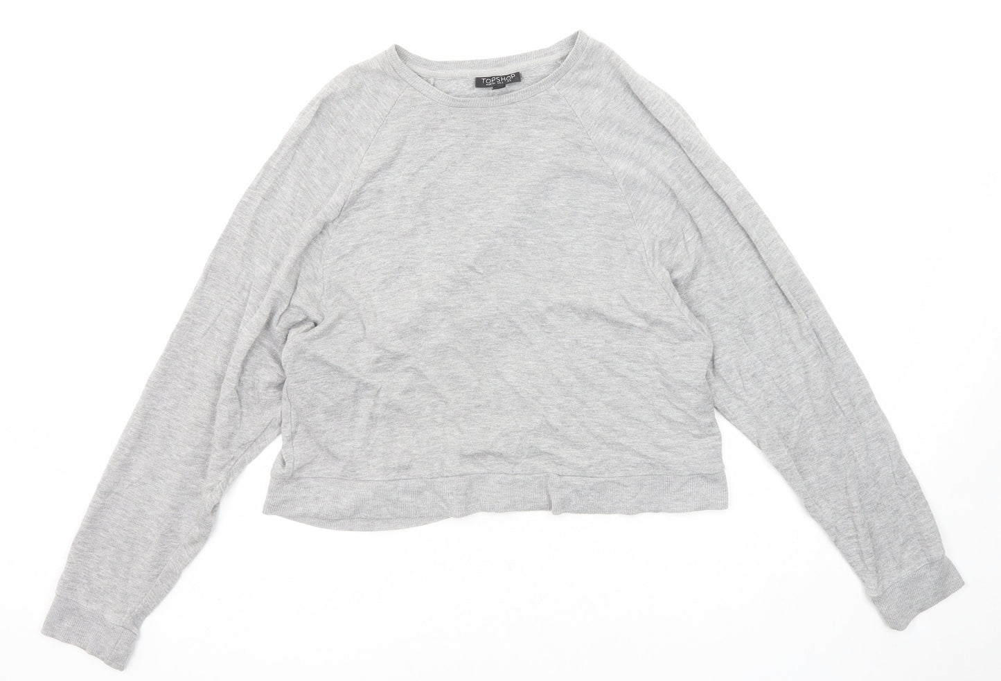 Topshop Womens Grey Viscose Basic T-Shirt Size 6 Boat Neck