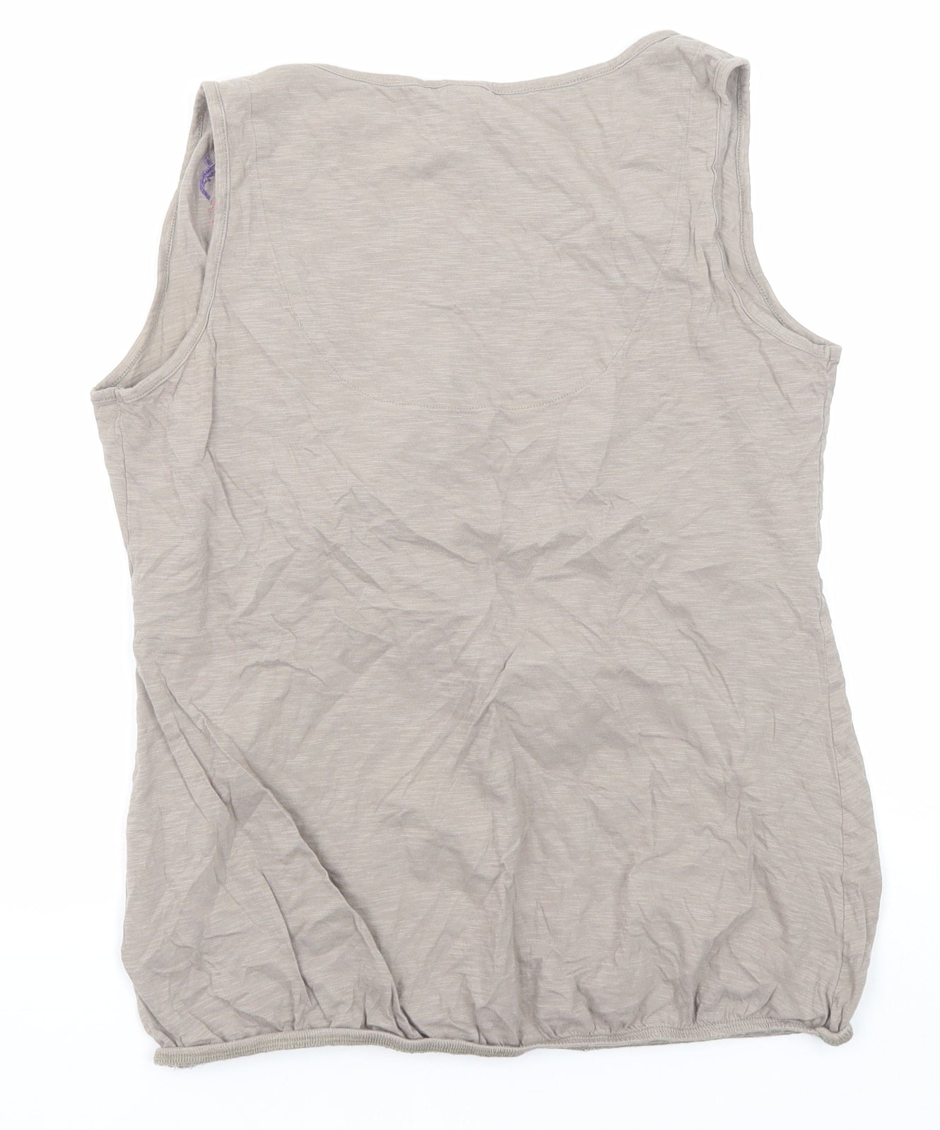 Monsoon Womens Beige Cotton Basic Tank Size 14 Scoop Neck