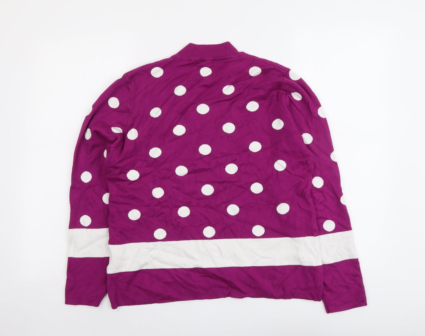 Paramour Womens Purple High Neck Polka Dot Viscose Pullover Jumper Size L