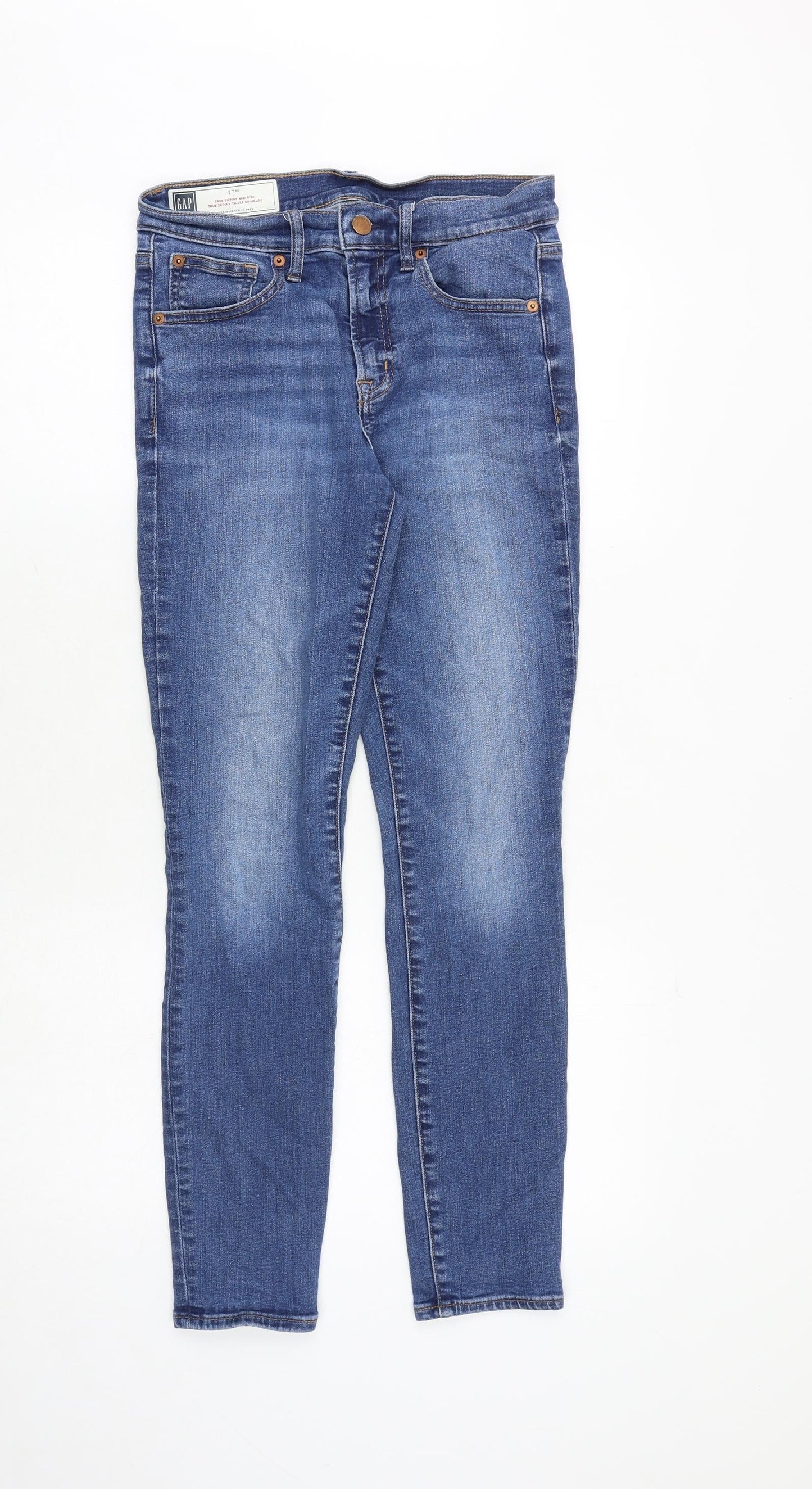Gap Womens Blue Cotton Skinny Jeans Size 27 in Regular Zip