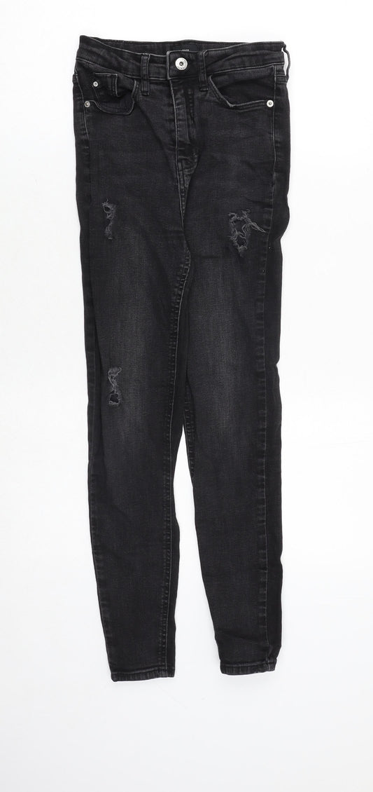 River Island Womens Grey Cotton Skinny Jeans Size 8 Regular Zip
