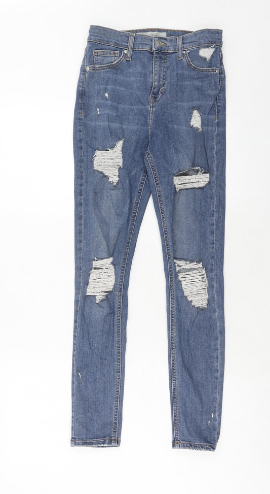Topshop Womens Blue Cotton Skinny Jeans Size 26 in L32 in Regular Zip