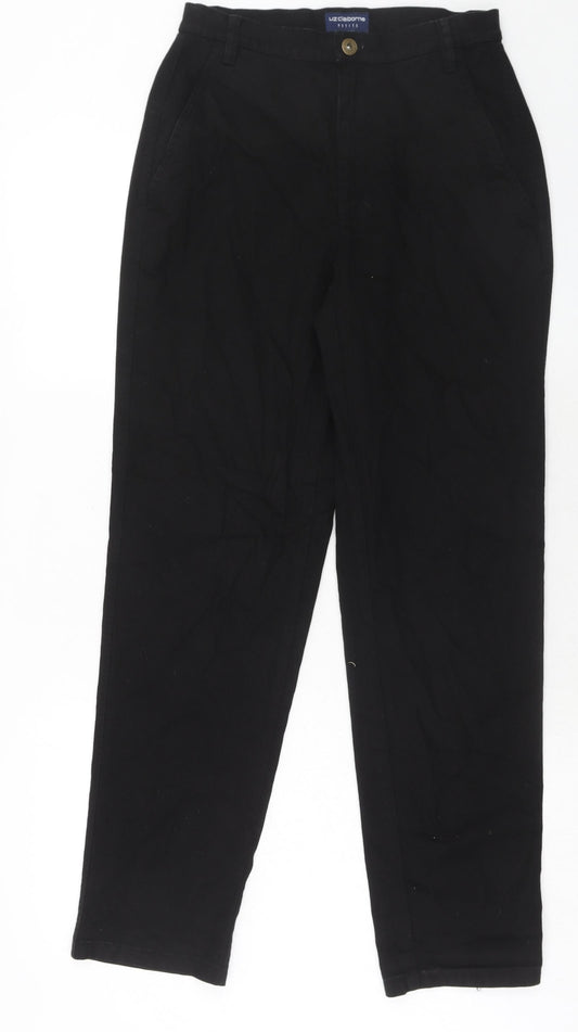 Liz Calborne Womens Black Cotton Straight Jeans Size 8 Regular Zip